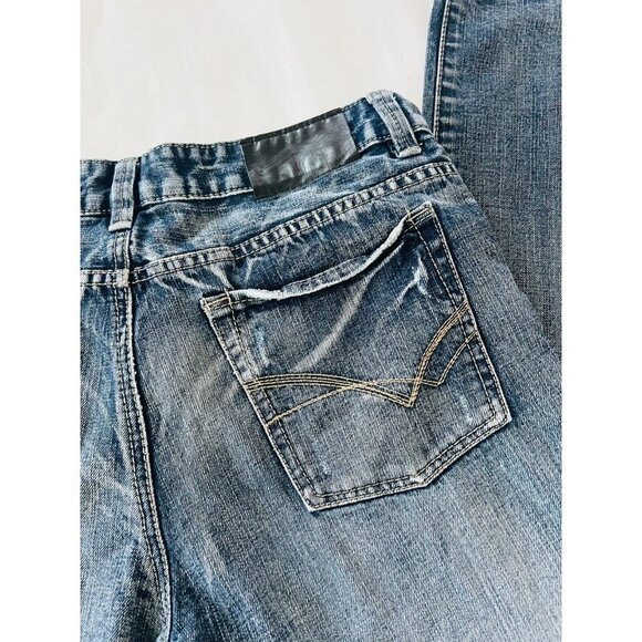 Machine Womens Straight Jeans Blue Denim Mid Rise Medium Wash 5 Pocket Size 32 - Picture 7 of 8